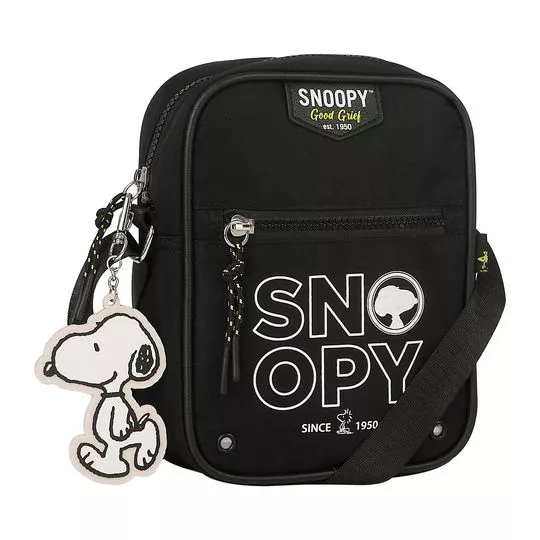 Bolsa Transversal Snoopy®- Preta & Branca- 20x17x7cm- SNOOPY