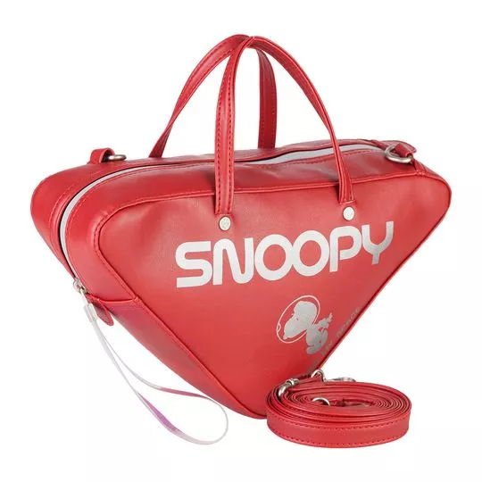 Bolsa De Mão Snoopy®- Vermelha & Cinza- 17x26x10cm- SNOOPY