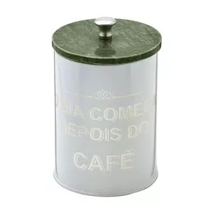 Pote Para Café Com Inscrições<BR>- Inox & Verde<BR>- 16xØ10,5cm<BR>- Mabruk