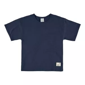 Camiseta Com Tag<BR>- Azul Marinho
