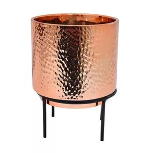 Vaso Metalizado<BR>- Rosê Gold<BR>- 16,5xØ13cm<BR>- BR Continental