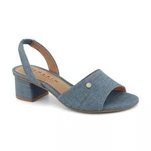 Sandália Com Elástico<BR>- Azul<BR>- Salto: 4,5cm