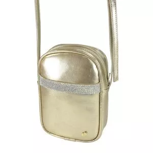 Bolsa Mini Metalizada Com Termocolantes<BR>- Dourada<BR>- 19x14x6cm