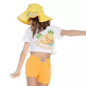 Cropped Abacaxi<BR>- Branco & Amarelo
