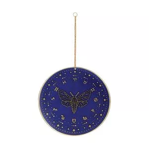 Mandala Decorativa Mariposa Mística<BR>- Azul Escuro & Bege<BR>- Ø18cm