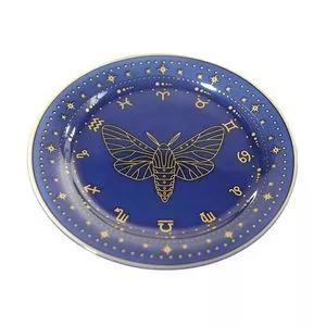Ornamento Mariposa Mística<BR>- Azul Escuro & Bege<BR>- Ø18cm