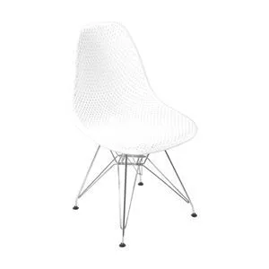 Cadeira Eames Colmeia<BR>- Branca & Prateada<BR>- 82,5x46,5x42cm<BR>- Or Design