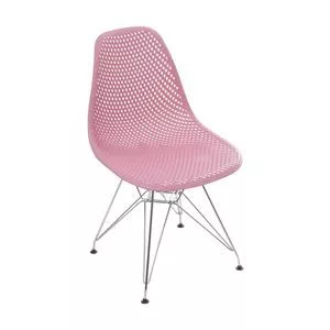 Cadeira Eames Colmeia<BR>- Rosa & Prateada<BR>- 80,5x46,5x42cm<BR>- Or Design