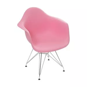 Cadeira Eames<BR>- Rosa & Prateada<BR>- 82x62x44cm<BR>- Or Design
