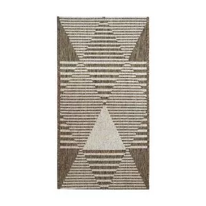 Tapete Boucle Abstrato<BR>- Bege & Marrom Claro<BR>- 6x100x50cm