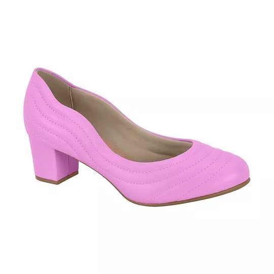 Sapato Com Recortes- Rosa- Salto: 5,7cm- Beira Rio