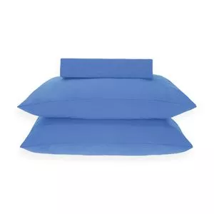 Jogo De Cama Simples Percal Soft King Size<BR>- Azul Escuro<BR>- 3Pçs<BR>- 300 Fios<BR>- Niazitex