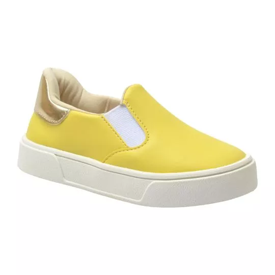 Slip On Com Recortes- Amarelo & Branco