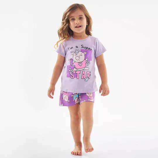 Pijama Porquinha- Lilás & Roxo- Up Baby & Up Kids