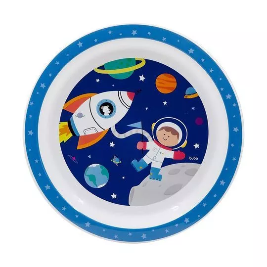 Pratinho Astronauta Aventuras- Azul Marinho & Branco- 2xØ21cm- Buba