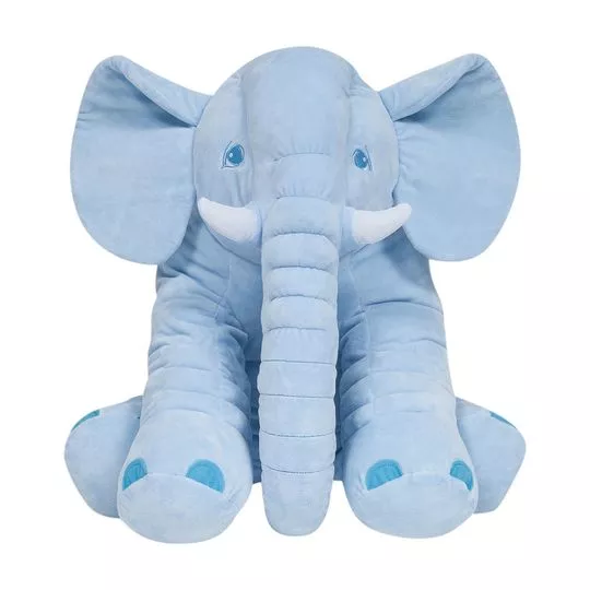 Almofada Elefante- Azul & Branca- 48x46x51cm- Buba