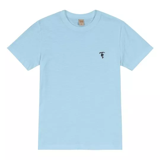 Camiseta Com Bordado- Azul Claro & Preta- Trick Nick