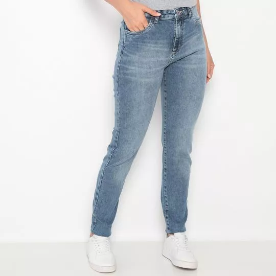Calça Jeans Skinny Estonada- Azul