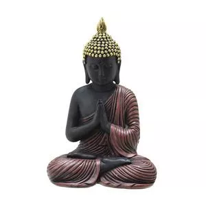 Buda Decorativo<BR>- Preto & Marrom<BR>- 21x14x8,5cm<BR>- Mabruk