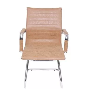 Cadeira Office Eames Esteirinha<BR>- Castanho & Prateada<BR>- 89x54,5x46,5cm<BR>- Or Design