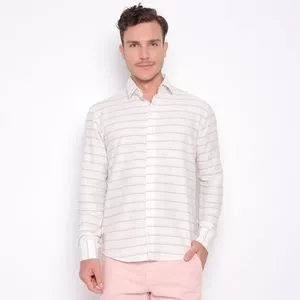 Camisa Listrada<BR>- Off White & Rosa<BR>- Club Polo Collection