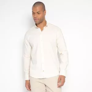 Camisa Com Linho<BR>- Off White<BR>- Club Polo Collection