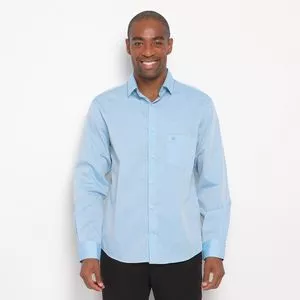 Camisa Comfort Texturizada<BR>- Azul Claro