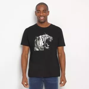 Camiseta Tigre<BR>- Preta & Branca
