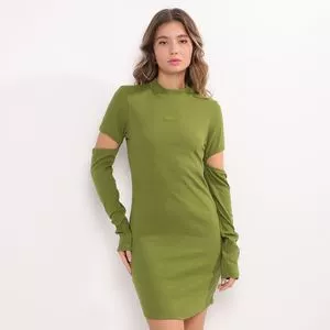 Vestido Com Recortes<BR>- Verde
