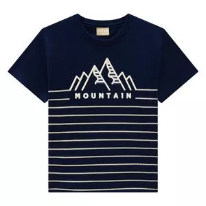 Camiseta Montanhas<BR>- Azul Marinho & Off White<BR>- Milon