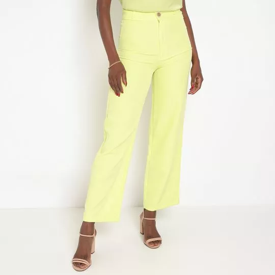 Calça Wide Leg Lisa- Amarelo Neon
