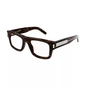 Armação Quadrada Para Óculos De Grau<BR>- Marrom Escuro & Preta<BR>- Saint Laurent