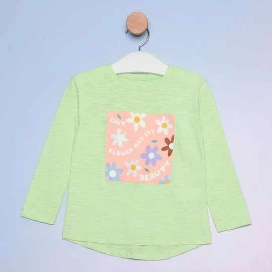 Blusa Infantil Floral- Verde Claro