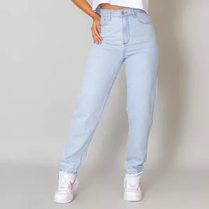 Calça Jeans Mom Com Bolsos<BR>- Azul Claro