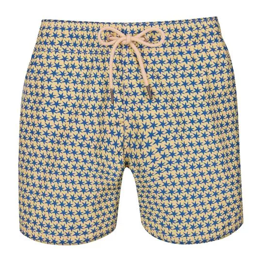 Short Regular Estrelas- Amarelo & Azul Marinho