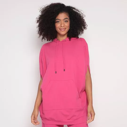 Blusão Alongado Com Recortes- Pink