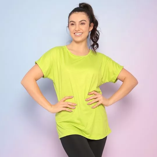 Camiseta Alongada- Verde Limão- Verbo Fitness