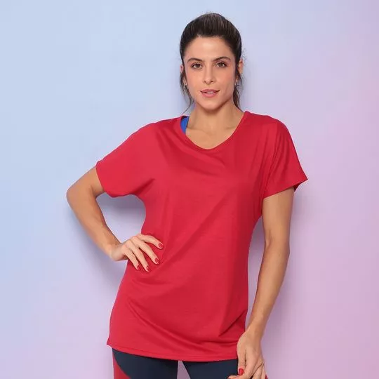 Camiseta Alongada- Vermelha- Verbo Fitness