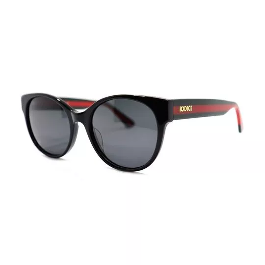 Óculos De Sol Arredondado- Preto & Vermelho Escuro- Iódice