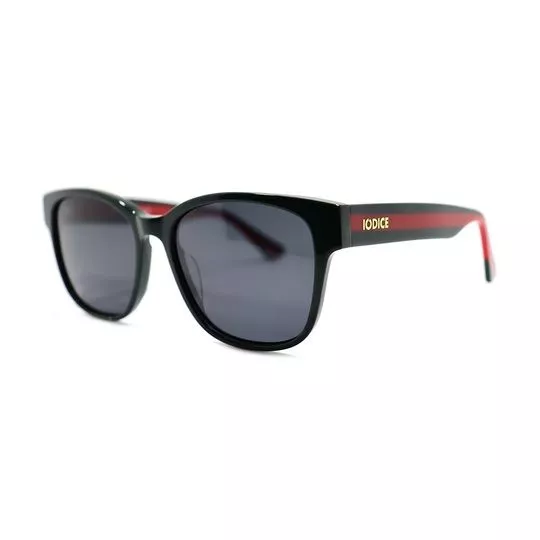 Óculos De Sol Retangular- Preto & Vermelho Escuro- Iódice