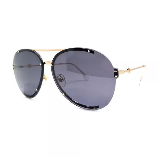 Óculos De Sol Aviador- Preto & Dourado- Morena Rosa