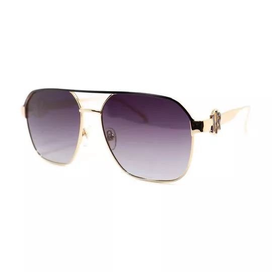 Óculos De Sol Aviador- Roxo & Dourado- Morena Rosa