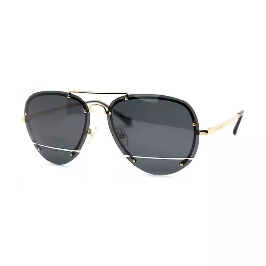 Óculos De Sol Aviador- Cinza & Dourado- Morena Rosa