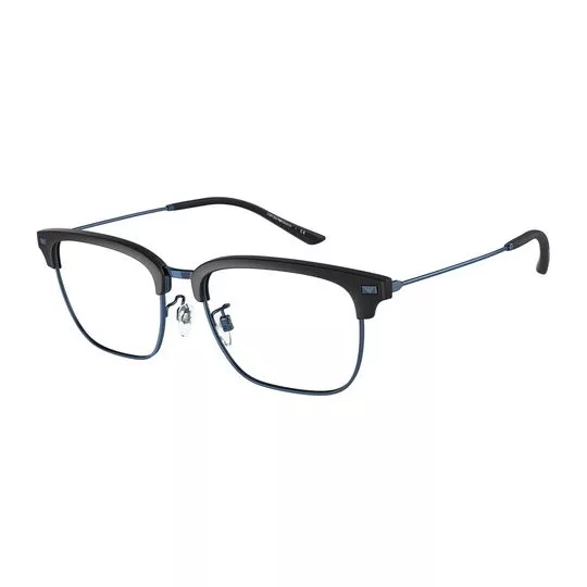 Armação Retangular Para Óculos De Grau- Preta & Azul