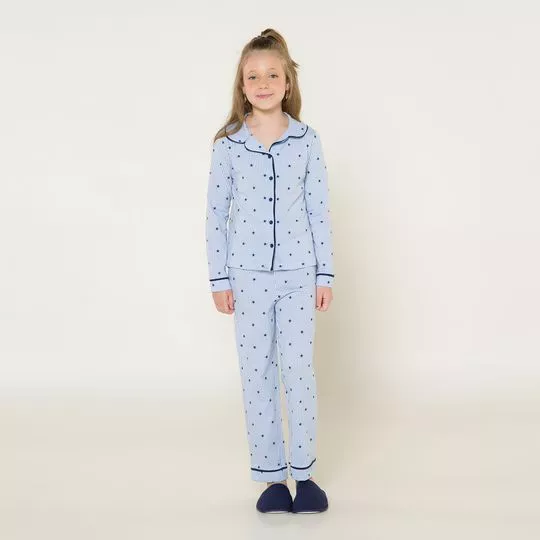 Pijama Estrelas- Azul Claro & Azul Marinho- Anna Kock Sleepwear