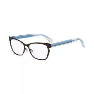 Armação Gatinho Para Óculos De Grau<BR>- Preta & Azul Claro<BR>- Fendi