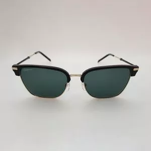 Óculos De Sol Retangular<BR>- Preto & Dourado<BR>- Salvatore Ferragamo