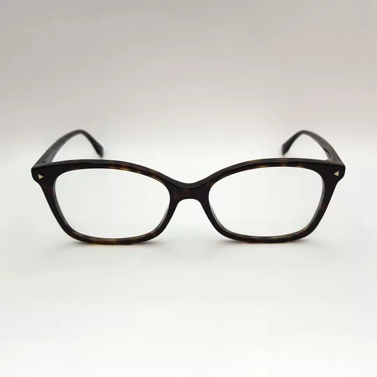 Armação Retangular Para Óculos De Grau- Preta & Marrom- Fendi