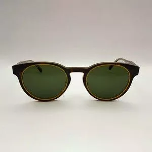 Óculos De Sol Arredondado<BR>- Marrom Escuro & Verde Escuro<BR>- Omega