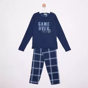 Pijama Game Over<BR>- Azul Marinho & Branco<BR>- Danka Pijamas